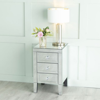 Product photograph of Lucia Mirrored 3 Drawer Bedside Cabinet from Choice Furniture Superstore