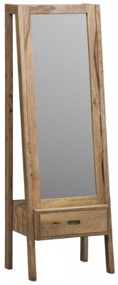 Product photograph of Clearance - Mid Century Solid Mango Wood Cheval Standing Mirror Light Natural Rustic Finish With Bottom Storage from Choice Furniture Superstore