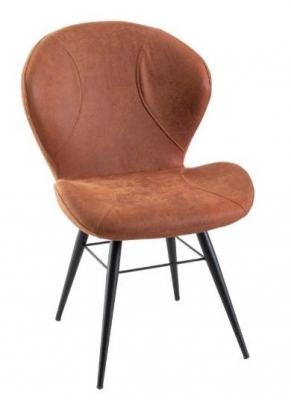 Product photograph of Clearance - Arctic Ochre Dining Chair Velvet Fabric Upholstered With Round Black Metal Legs from Choice Furniture Superstore