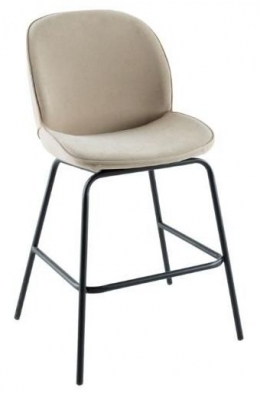 Product photograph of Clearance - Etta Beige Fabric Bar Stool With Black Footrest from Choice Furniture Superstore