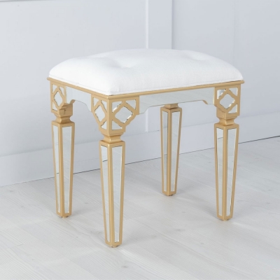 Image of Casablanca Mirrored Stool with Gold Trim