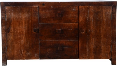 Product photograph of Clearance - Dakota Mango Wood Sideboard Indian Dark Walnut Rustic Finish 135cm Medium Cabinet - 2 Door With 3 Drawers from Choice Furniture Superstore