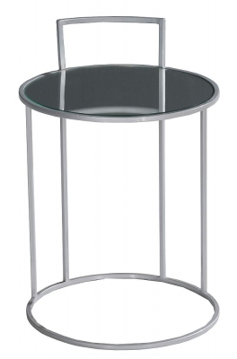 Product photograph of Torrance Glass And Silver Round Side Table from Choice Furniture Superstore
