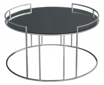 Product photograph of Torrance Glass And Silver Round Coffee Table from Choice Furniture Superstore