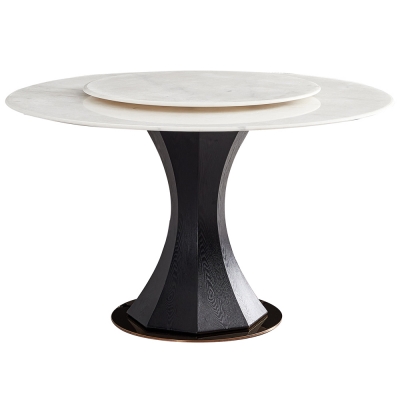 Product photograph of Lazy Susan Cream Natural Marble Round Dining Table - 130cm from Choice Furniture Superstore