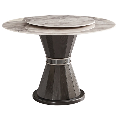 Product photograph of Lazy Susan Beige Marble Round Dining Table - 130cm from Choice Furniture Superstore