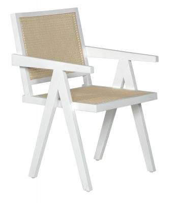 Product photograph of Clearance - Jeanne Rattan Armchair White Wooden Frame With Natural Cane Back from Choice Furniture Superstore
