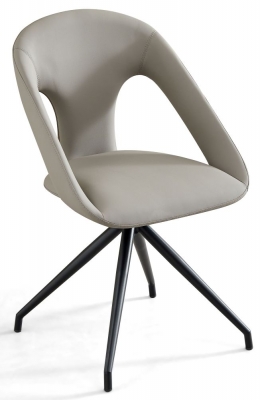 Product photograph of Marlow Dark Grey Faux Leather Swivel Dining Chair With Black Legs from Choice Furniture Superstore
