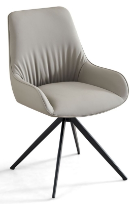 Product photograph of Monza Dark Grey Faux Leather Swivel Dining Chair With Black Legs from Choice Furniture Superstore