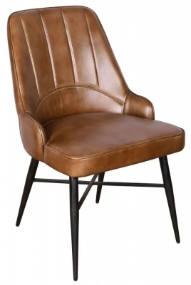 Product photograph of Toronto Vintage Brown Dining Chair Genuine Real Buffalo Leather from Choice Furniture Superstore