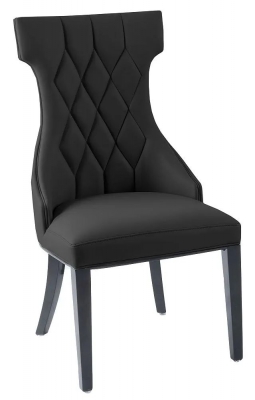 Image of Mimi Black Dining Chair, Leather - Faux PU with Black Wooden Legs
