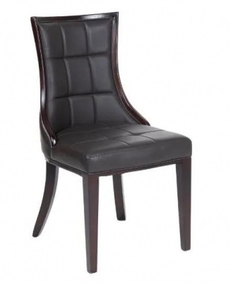 Image of Paris Brown Dining Chair, Leather - Faux PU with Brown Legs and High Gloss Side Trims
