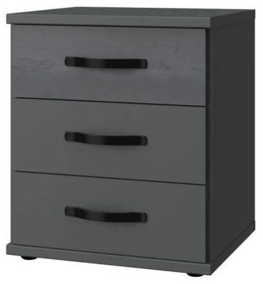 Image of IN STOCK Duo2 3 Drawers Bedside Cabinet, German Made Graphite Bedroom Furniture