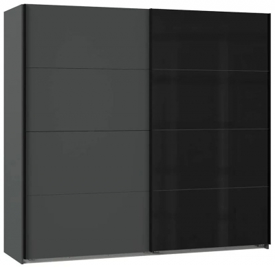 Product photograph of In Stock Ernesto 2 Door Sliding Wardrobe German Made Black Two Door Wardrobe from Choice Furniture Superstore