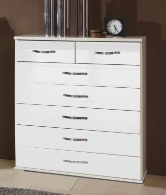 Image of Trio 5 + 2 Chest of Drawers, German Made White Bedroom Furniture