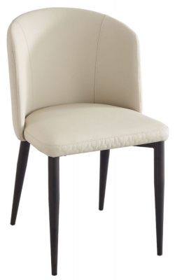Product photograph of Deco Cream Faux Leather High Back Dining Chair With Black Legs from Choice Furniture Superstore