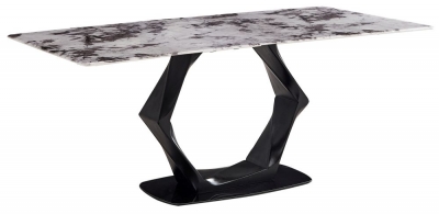 Product photograph of Morven Marble Dining Table - Displayed In Copenhagen White from Choice Furniture Superstore
