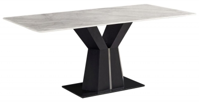 Product photograph of Ancora Marble Dining Table - Displayed In Ocean from Choice Furniture Superstore