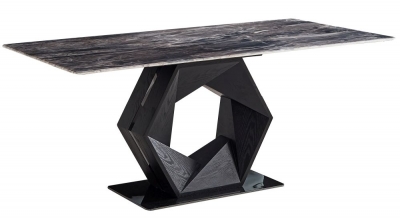 Product photograph of Harley Marble Dining Table - Displayed In Dark Grey And Black from Choice Furniture Superstore