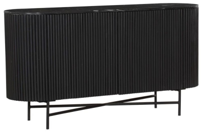 Product photograph of Carra Marble Sideboard Black Top With Fluted Ribbed Drum Base from Choice Furniture Superstore