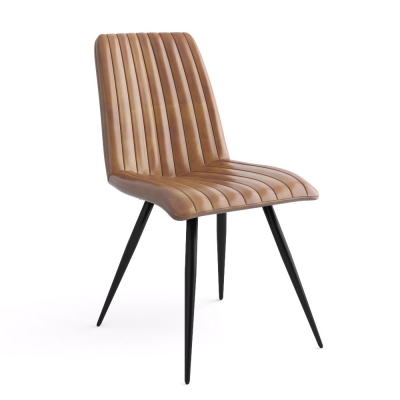 Product photograph of Margo Brown Dining Chair Genuine Leather With Metal Legs Sold In Pairs from Choice Furniture Superstore