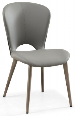 Product photograph of Clooney Grey Dining Chair - Faux Leather With Black Legs from Choice Furniture Superstore