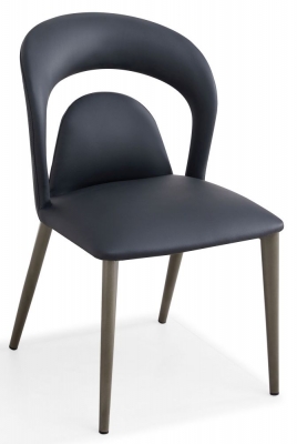 Image of Dixie Black Dining Chair- Faux Leather with Black Legs