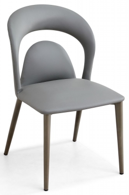 Product photograph of Dixie Grey Dining Chair- Faux Leather With Black Legs from Choice Furniture Superstore