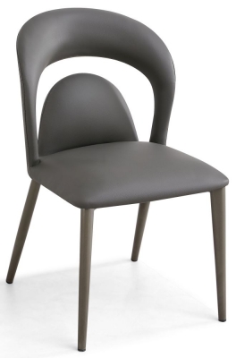 Product photograph of Dixie Dark Grey Dining Chair- Faux Leather With Black Legs from Choice Furniture Superstore