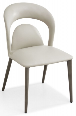 Product photograph of Dixie Taupe Dining Chair- Faux Leather With Black Legs from Choice Furniture Superstore