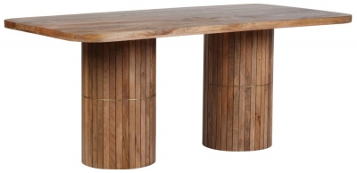 Product photograph of York Natural Mango Wood 180cm Dining Table With Fluted Base from Choice Furniture Superstore