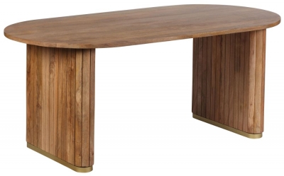 Product photograph of York Natural Mango Wood 200cm Oval Dining Table With Fluted Base from Choice Furniture Superstore