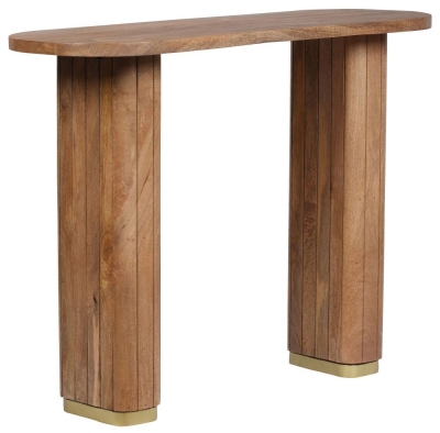 Product photograph of York Natural Mango Wood Console Table With Fluted Base from Choice Furniture Superstore