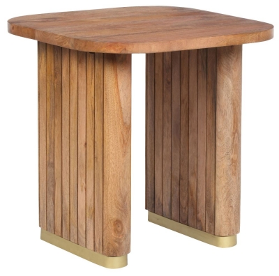 Product photograph of York Natural Mango Wood Square End Table With Fluted Base from Choice Furniture Superstore
