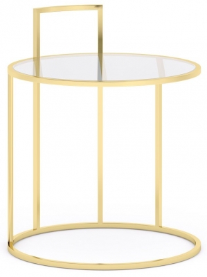 Product photograph of Alveare Glass And Gold Round Side Table from Choice Furniture Superstore