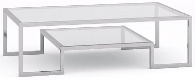 Product photograph of Knightsbridge Glass And Chrome Coffee Table from Choice Furniture Superstore