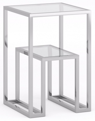 Product photograph of Knightsbridge Glass And Chrome Square Side Table from Choice Furniture Superstore