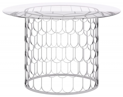 Product photograph of Belair Glass And Chrome 120cm Round Dining Table from Choice Furniture Superstore