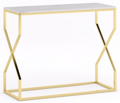 Product photograph of Scala White Marble Top And Gold Console Table from Choice Furniture Superstore