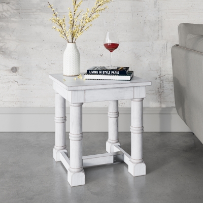 Product photograph of Clearance - Country Mango Wood White Washed Side Table from Choice Furniture Superstore