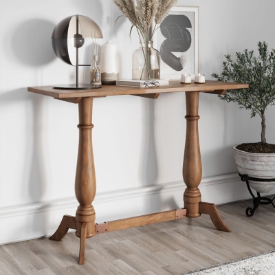 Product photograph of Clearance - Pimlico Mango Wood Pedestal Console Table from Choice Furniture Superstore