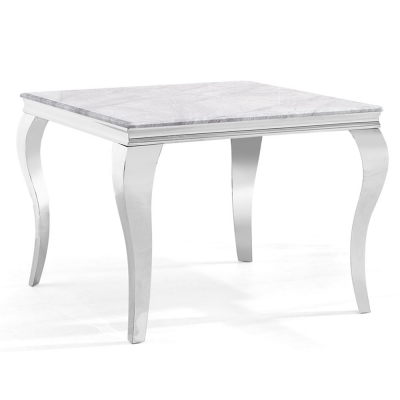 Product photograph of Louis Grey Marble And Chrome Square Dining Table from Choice Furniture Superstore