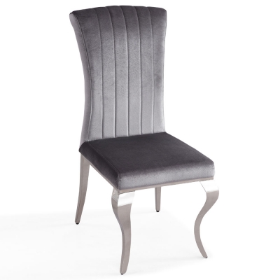 Product photograph of Louis Grey Velvet Fabric Dining Chair from Choice Furniture Superstore