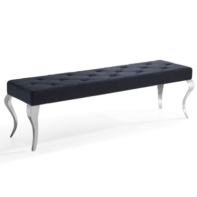 Product photograph of Louis Black Velvet Fabric 170cm Dining Bench from Choice Furniture Superstore