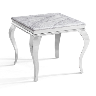Product photograph of Louis Grey Marble And Chrome Side Table from Choice Furniture Superstore