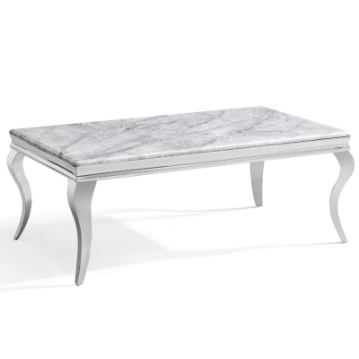 Product photograph of Louis Grey Marble And Chrome Coffee Table from Choice Furniture Superstore
