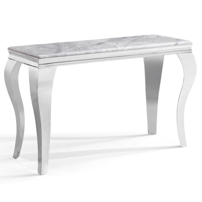 Product photograph of Louis Grey Marble And Chrome Console Table from Choice Furniture Superstore