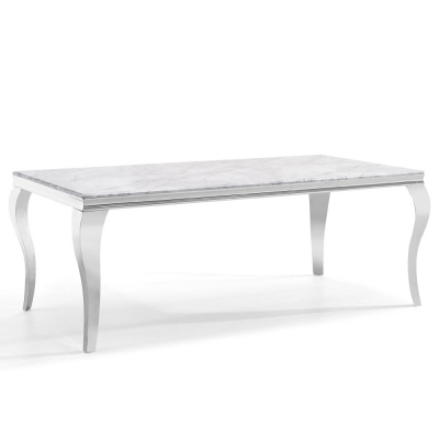 Product photograph of Louis Grey Marble And Chrome Dining Table - Comes In 4 6 8 Seater from Choice Furniture Superstore