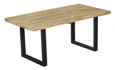 Product photograph of Fargo 10 Seater Industrial Dining Table - Rustic Mango Wood With Black U Legs from Choice Furniture Superstore