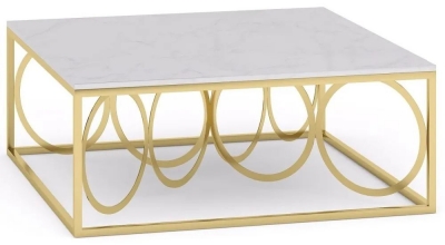 Product photograph of Olympia White Marble Top And Gold Coffee Table from Choice Furniture Superstore